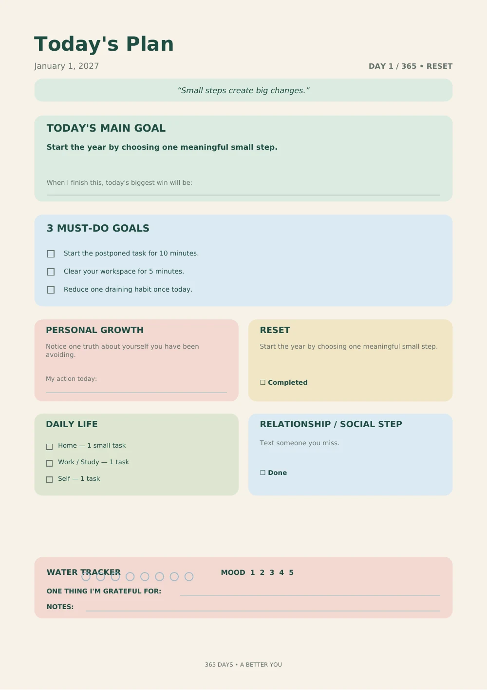2027 Daily Planner: January 1 daily plan — interior page 4